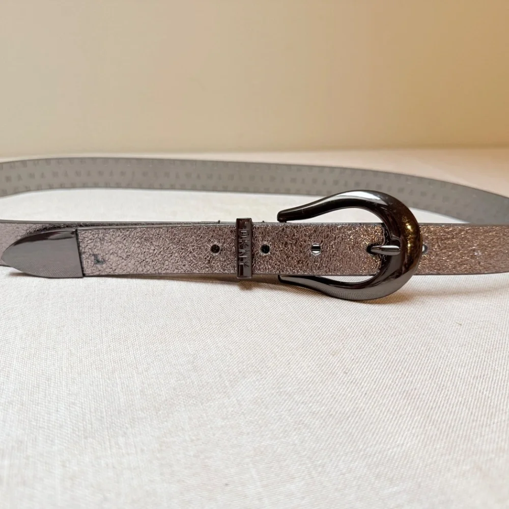 DKNY Donna Karan Metallic Tipped Belt Silver L